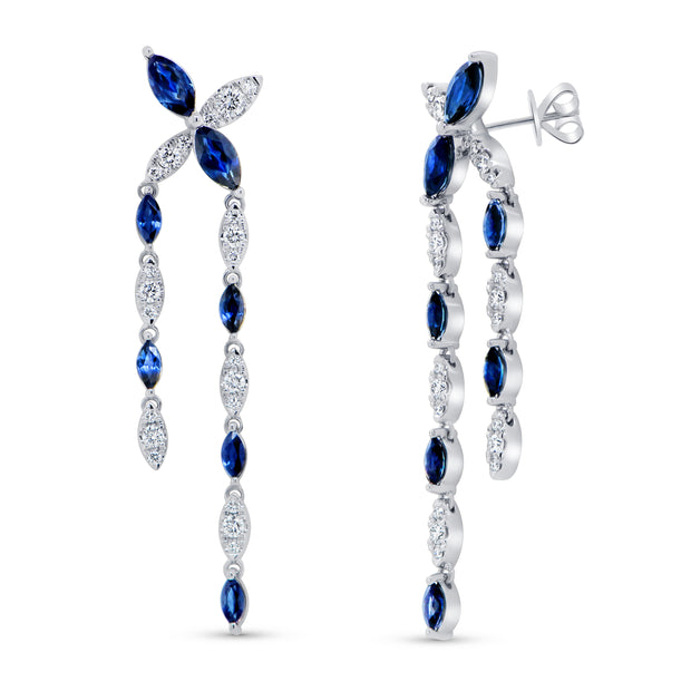 Uneek Precious Collection Blue Sapphire Chandelier Earrings