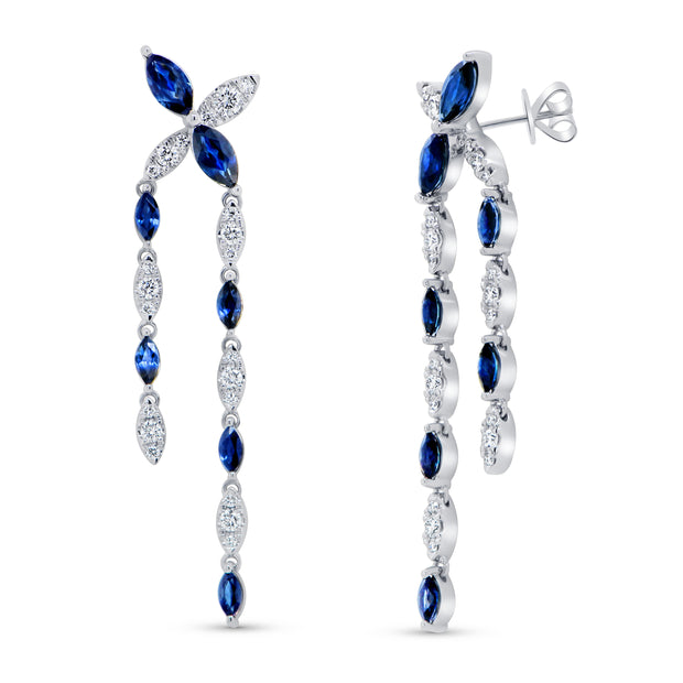 Uneek Precious Collection Blue Sapphire Dangle Earrings