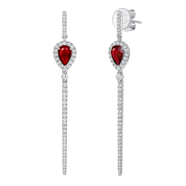 Uneek Precious Collection Round Ruby Dangle Earrings