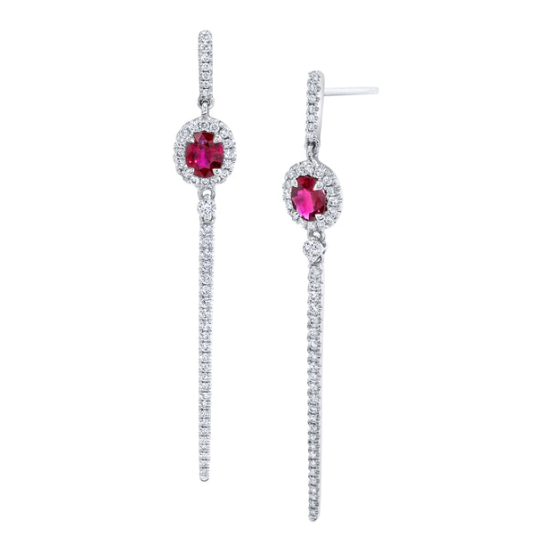 Uneek Precious Collection Round Ruby Dangle Earrings