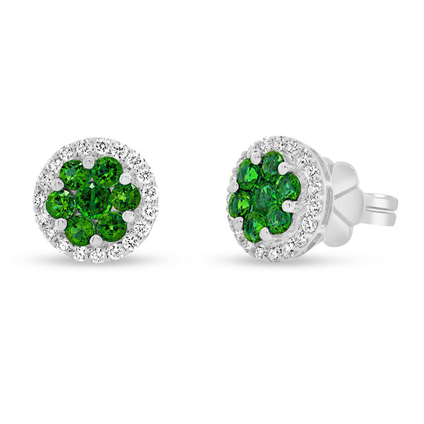Uneek Precious Collection Round Emerald Stud Earrings