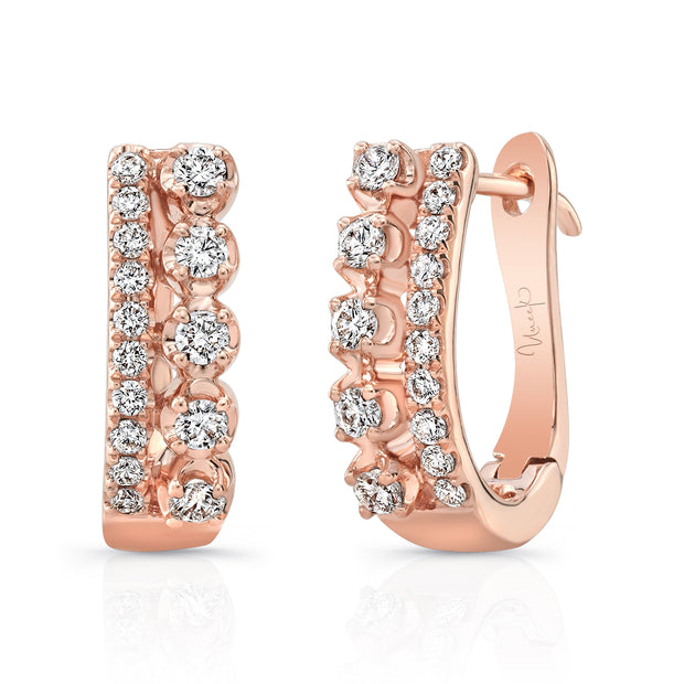 Uneek Lace Collection 2-Row Huggie Earrings