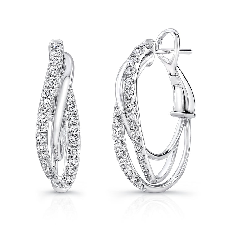 Uneek Trio Collection Twist Hoop Earrings