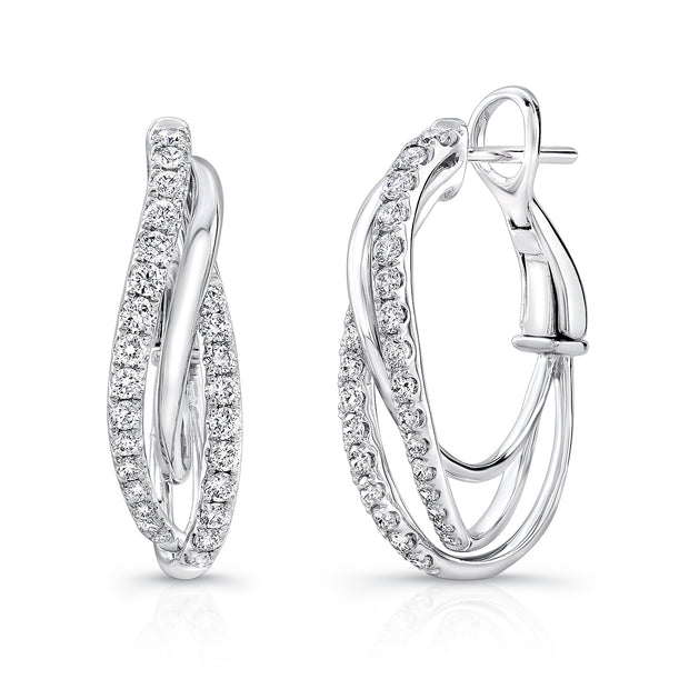 Uneek Trio Collection Twist Hoop Earrings