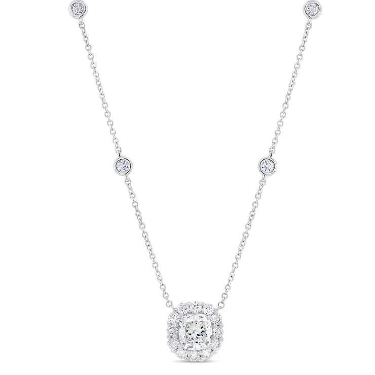 Uneek Signature Collection Halo Cushion Diamond Drop Pendant