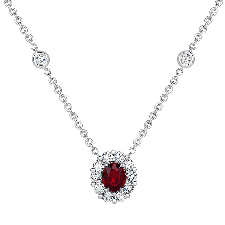 Uneek Precious Collection Halo Ruby Drop Pendant