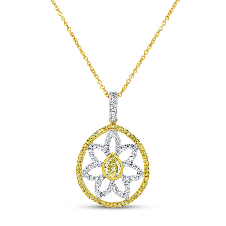 Uneek Natureal Collection Pear Fancy Yellow Diamond Drop Pendant