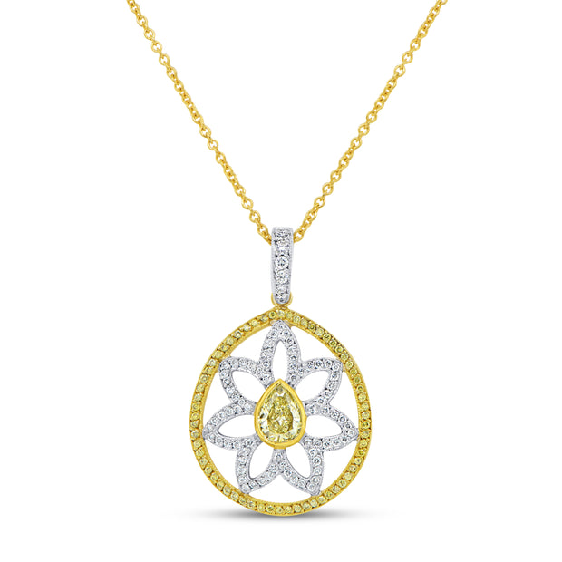 Uneek Natureal Collection Pear Fancy Yellow Diamond Drop Pendant