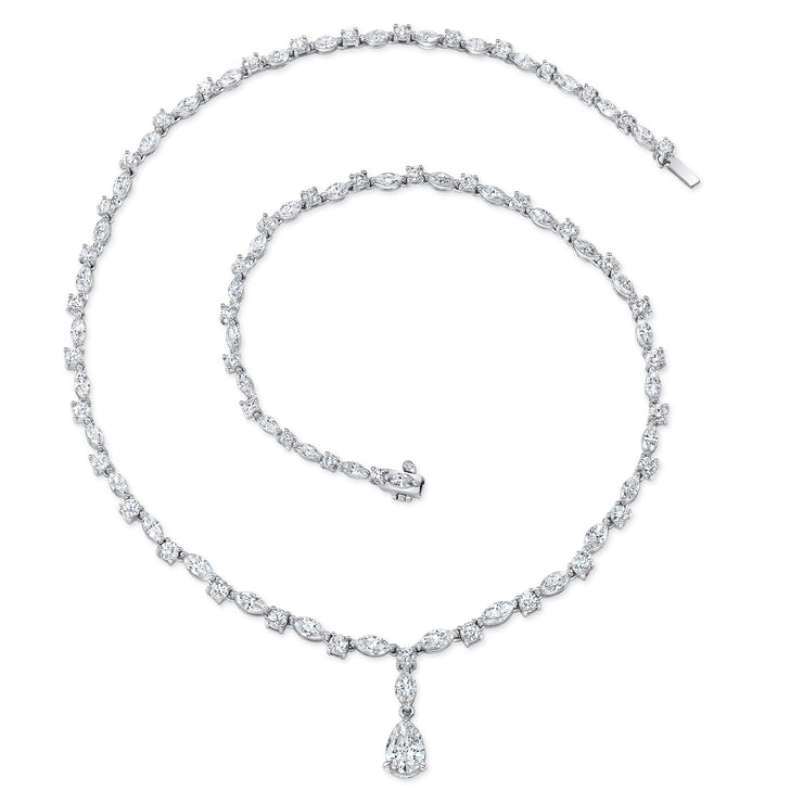 Uneek Signature Collection Pear Diamond Drop Necklace