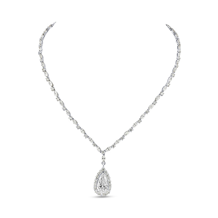 Uneek Signature Collection Pear Diamond Drop Necklace