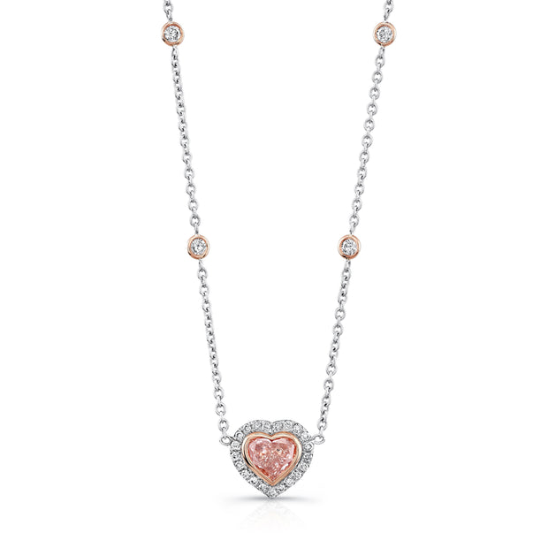 Uneek Natureal Collection Heart Heart Light Pink Diamond Fashion Pendant