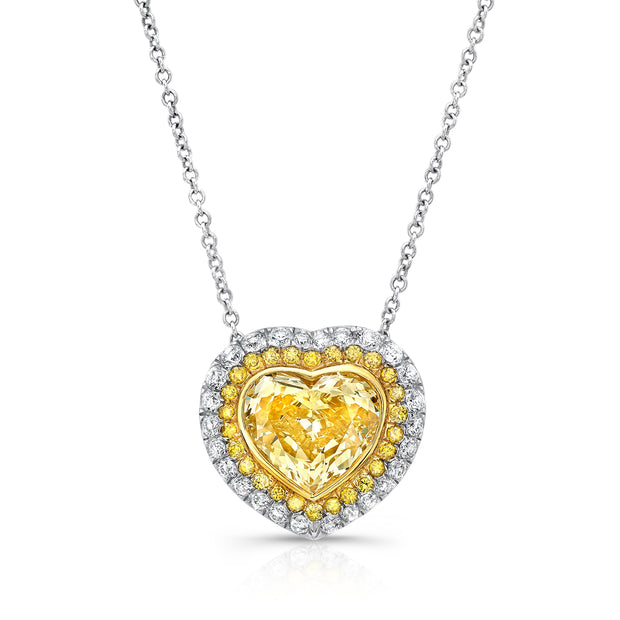 Uneek Natureal Collection Heart Heart Yellow Diamond Drop Necklace