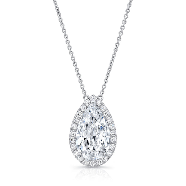 Uneek Signature Collection Halo Pear Diamond Drop Pendant