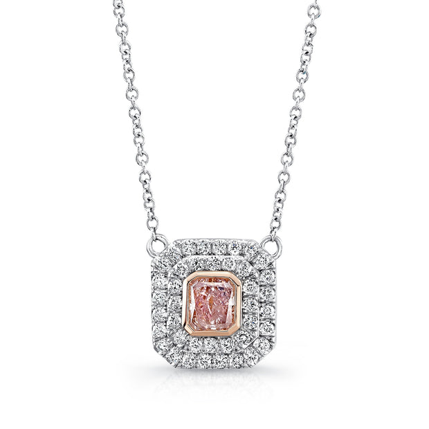 Uneek Natureal Collection Double-Halo Pink Diamond Fashion Pendant