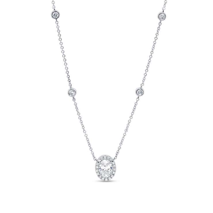 Uneek Signature Collection Halo Oval Diamond Fashion Pendant