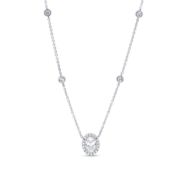 Uneek Signature Collection Halo Oval Diamond Fashion Pendant