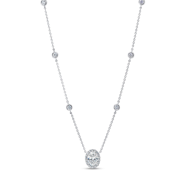 Uneek Signature Collection Halo Oval Diamond Fashion Pendant