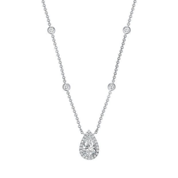 Uneek Signature Collection Halo Pear Diamond Drop Pendant