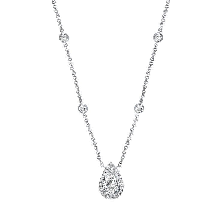 Uneek Signature Collection Halo Pear Diamond Drop Pendant