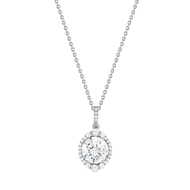 Uneek Signature Collection Halo Round Diamond Drop Pendant