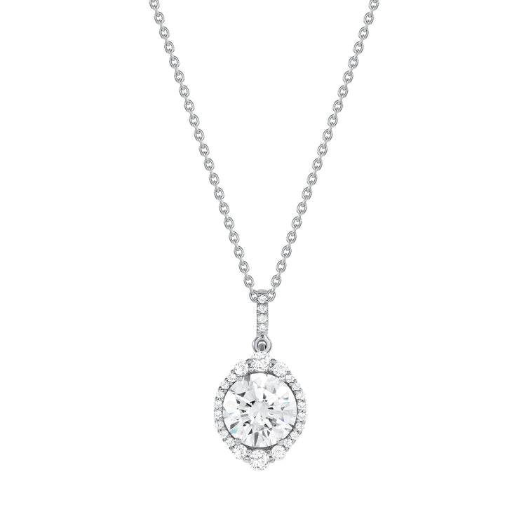 Uneek Signature Collection Halo Round Diamond Drop Pendant