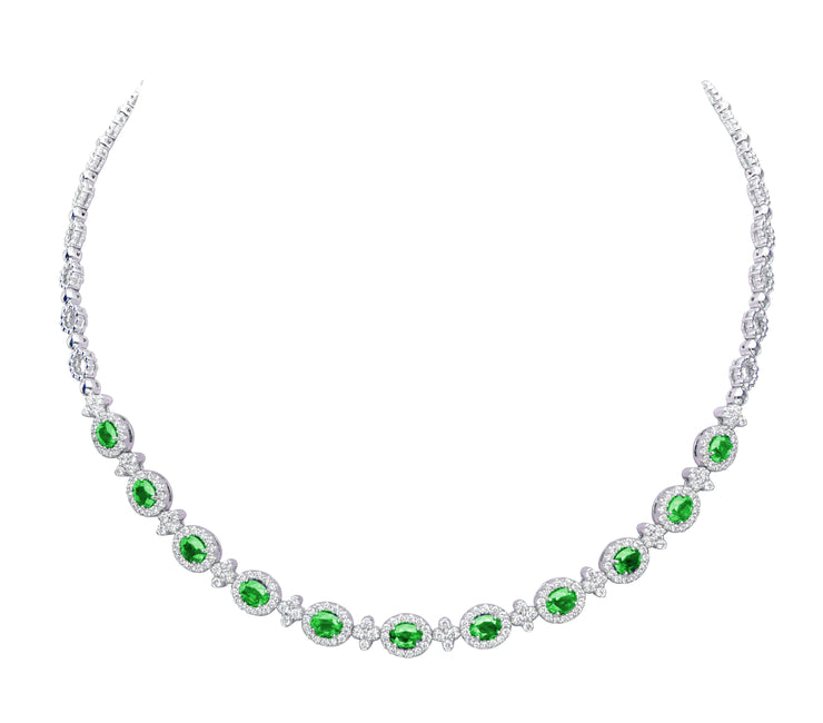 Uneek Precious Collection Oval Emerald Fashion Necklace