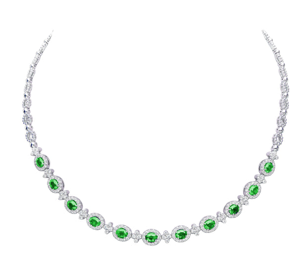 Uneek Precious Collection Oval Emerald Fashion Necklace