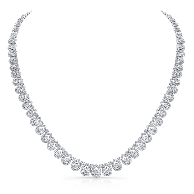 Uneek 15-Carat Diamond Teardrop Halo Necklace