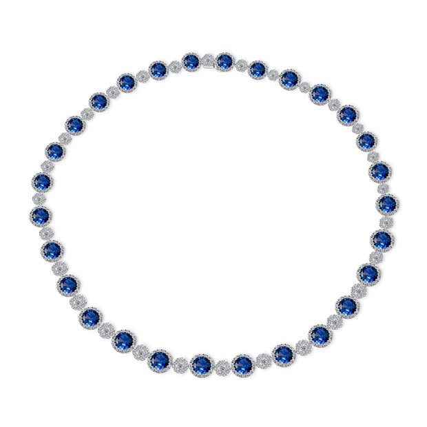 Uneek Precious Collection Round Blue Sapphire Opera Necklace
