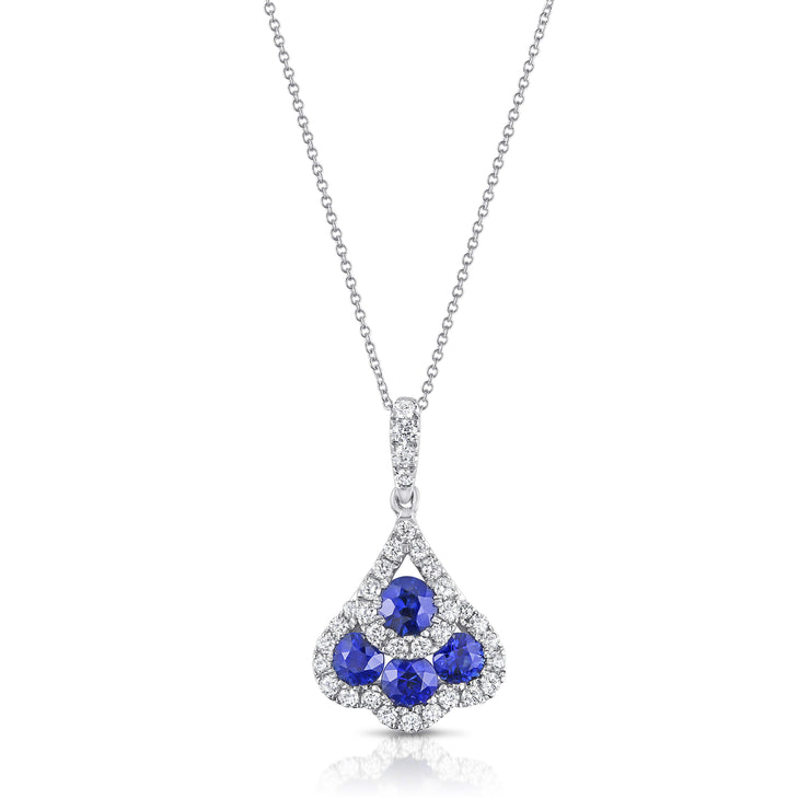 Uneek Precious Collection Round Blue Sapphire Drop Pendant