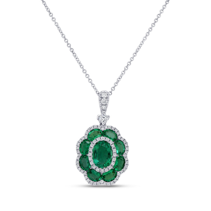 Uneek Precious Collection Oval Shaped Emerald Drop Pendant