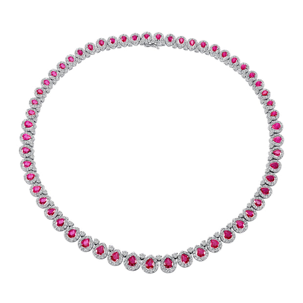 Uneek Precious Collection Pear Ruby Link Necklace