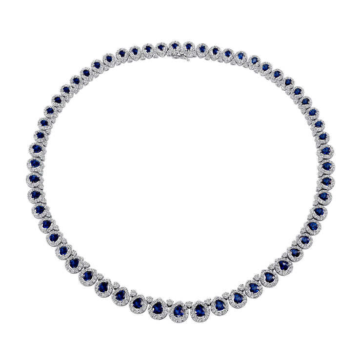 Uneek Precious Collection Pear Blue Sapphire Link Necklace