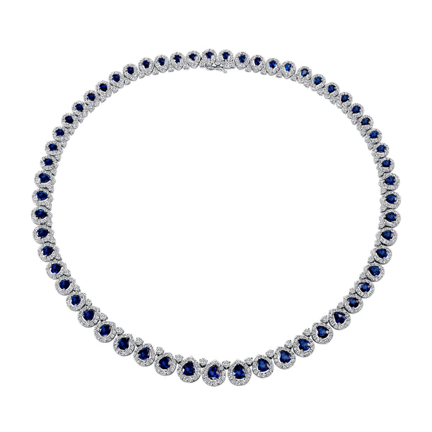 Uneek Precious Collection Pear Shaped Blue Sapphire Necklace