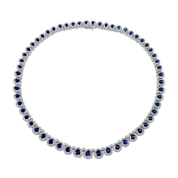 Uneek Precious Collection Pear Blue Sapphire Link Necklace