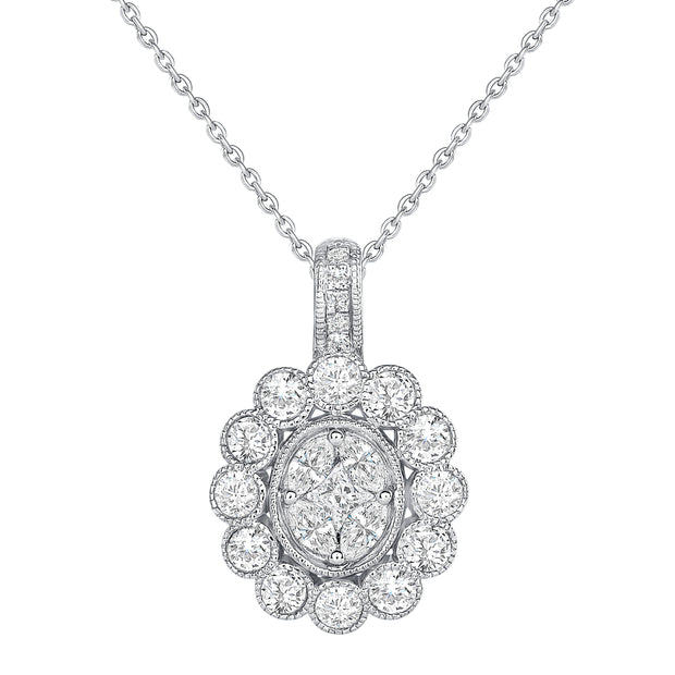 Uneek Petals Collection Halo Marquise Diamond Drop Pendant