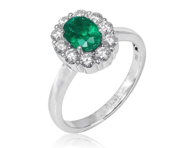 Uneek Precious Collection Halo Oval Emerald Engagement Ring
