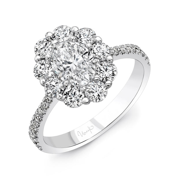 Uneek Petals Collection Halo Oval Engagement Ring