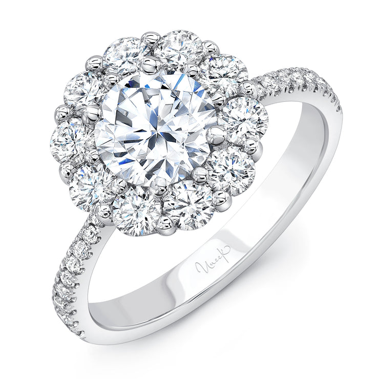 Uneek Petals Collection Halo Engagement Ring