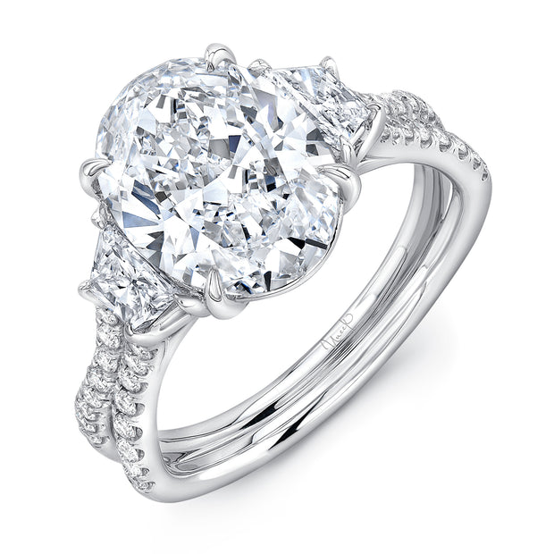 Uneek Silhouette Collection Three-Stone Oval Engagement Ring