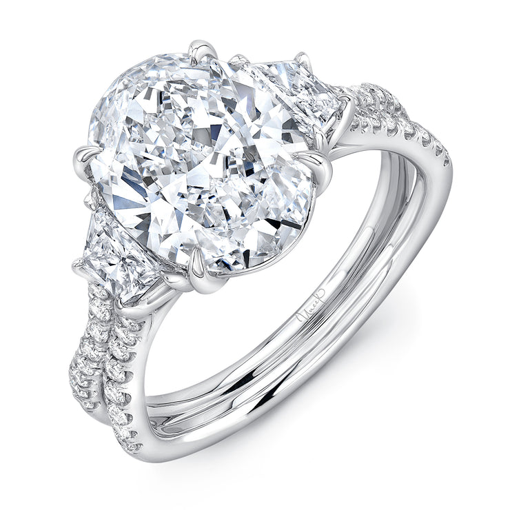 Uneek Silhouette Collection Three-Stone Oval Engagement Ring