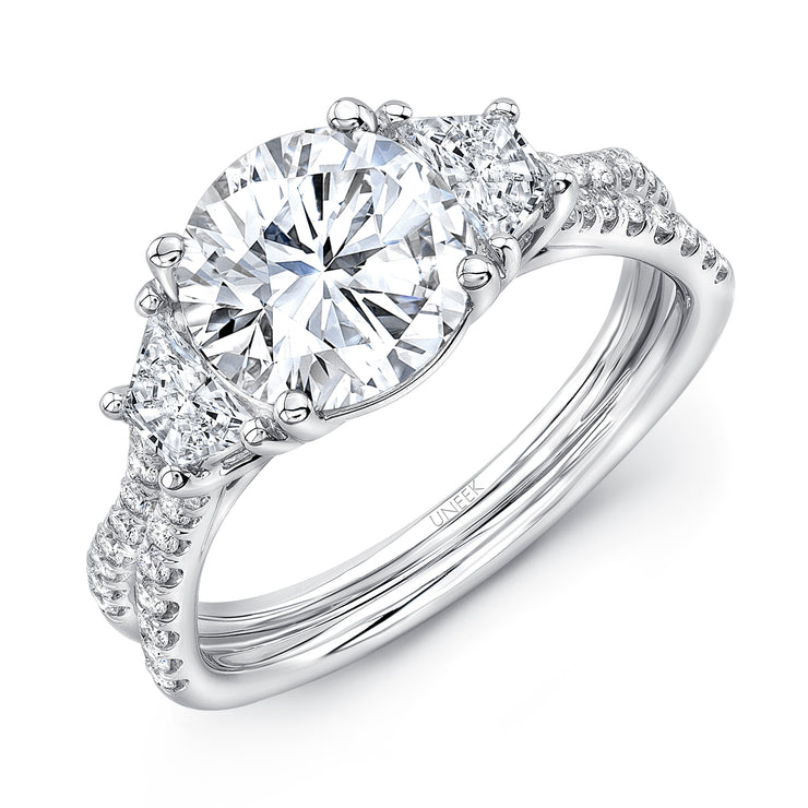 Uneek Silhouette Collection Three-Stone Engagement Ring