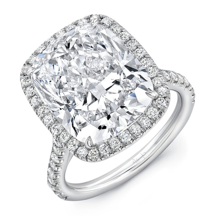 Uneek Signature Collection Halo Cushion Diamond Engagement Ring
