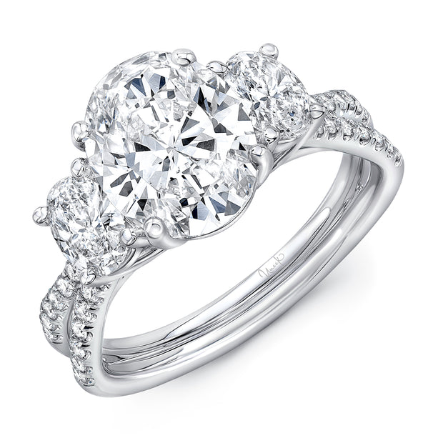 Uneek Silhouette Collection Three-Stone Oval Engagement Ring