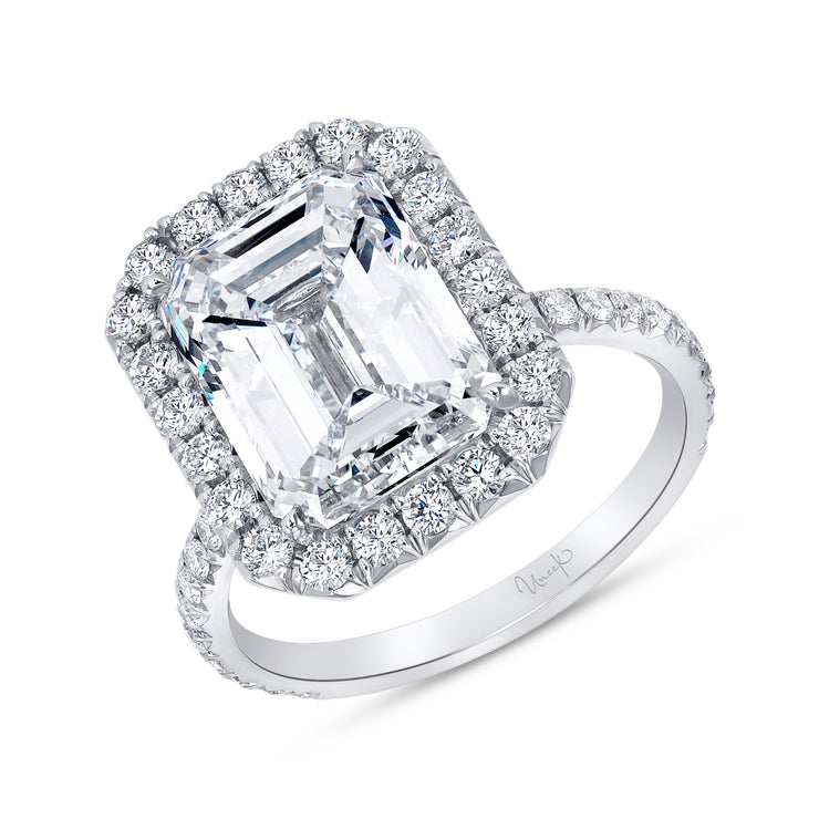 Uneek Signature Collection Halo Emerald Cut Engagement Ring