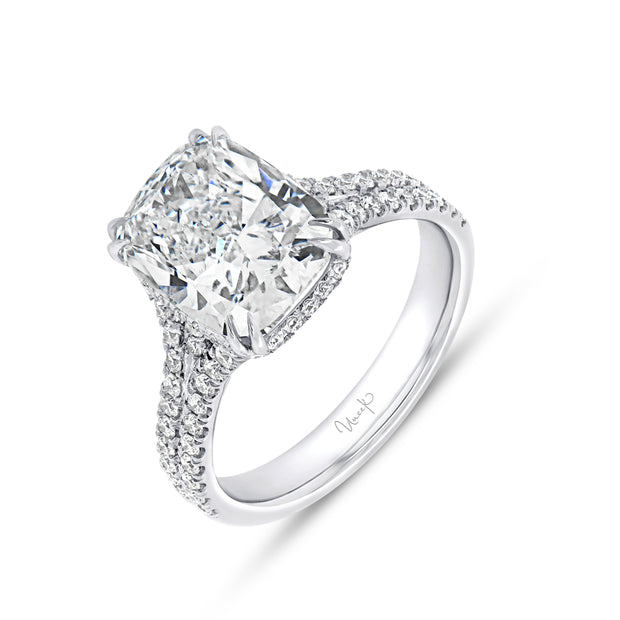 Uneek Signature Collection Split-Shank Cushion Cut Diamond Engagement Ring