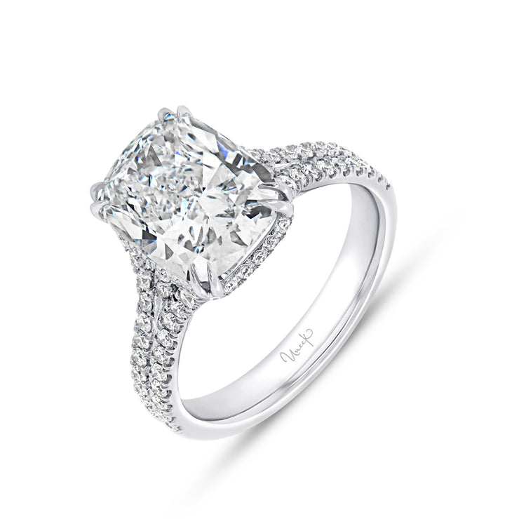 Uneek Signature Collection Split-Shank Cushion Diamond Engagement Ring