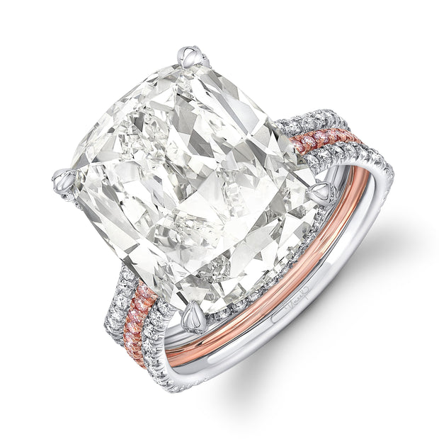 Uneek Signature Collection Under-Halo Cushion Diamond Engagement Ring