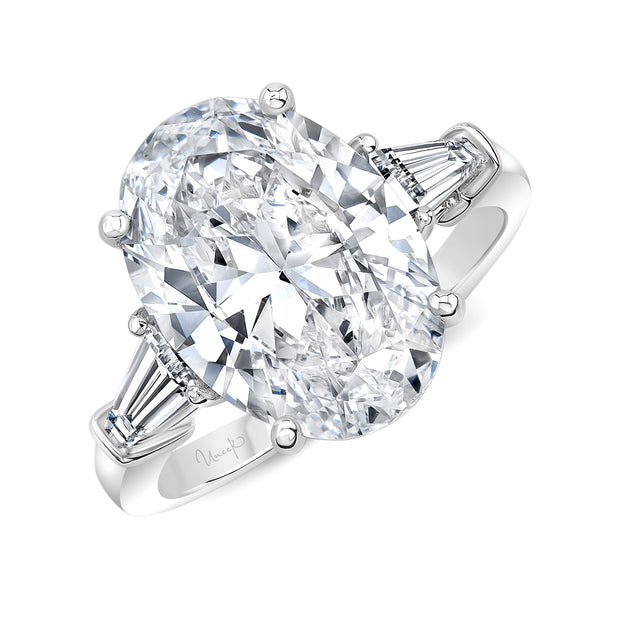 Uneek Signature Collection Three-Stone Oval Shaped Diamond Engagement Ring