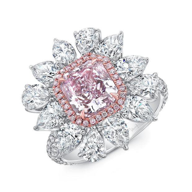 Uneek Natureal Collection Halo Radiant Pink Diamond Engagement Ring
